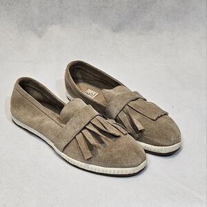 ED Ellen Degeneres Monroe  Kiltie Suede Leather Slip On Loafers Tan Size 7